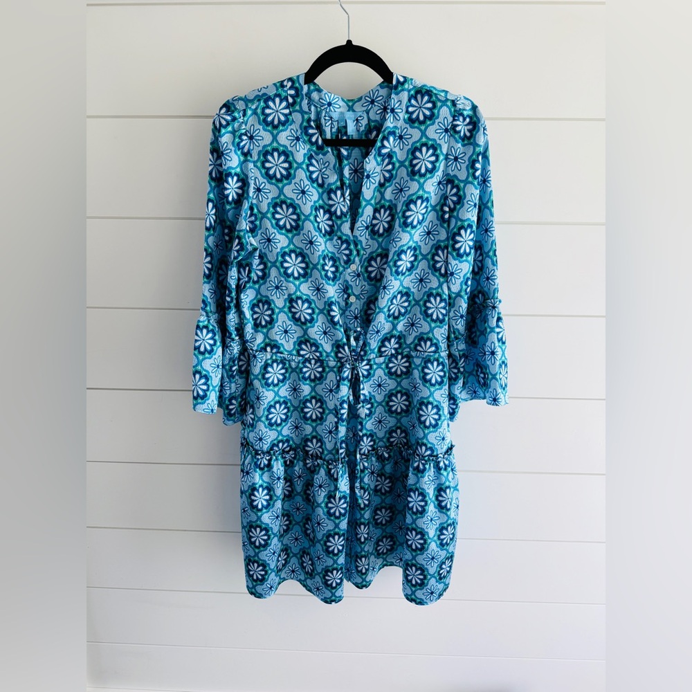 Draper James Avery Shirtdress in Hammered Satin, Size Medium